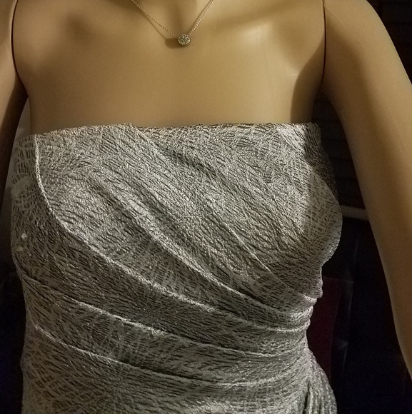 Maggie London Silver Dress, Strapless SIZE 10 - Picture 10 of 10